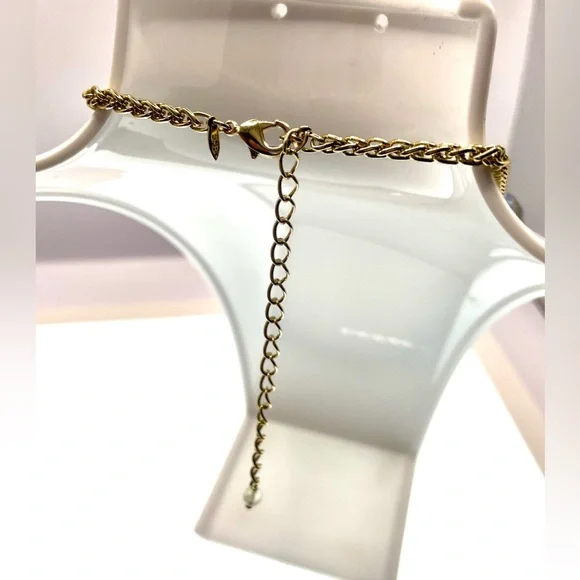 3 for $30 SHB Gold Tone Multistrand Intertwined Sparkling Beaded Necklace Choker - Picture 3 of 8